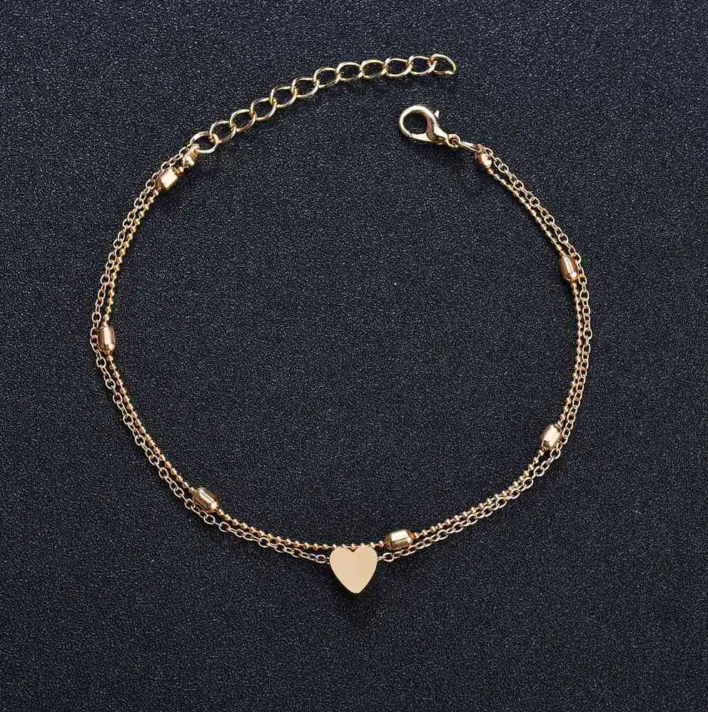 Layered Anklets Heart Ankle Bracelet Charm