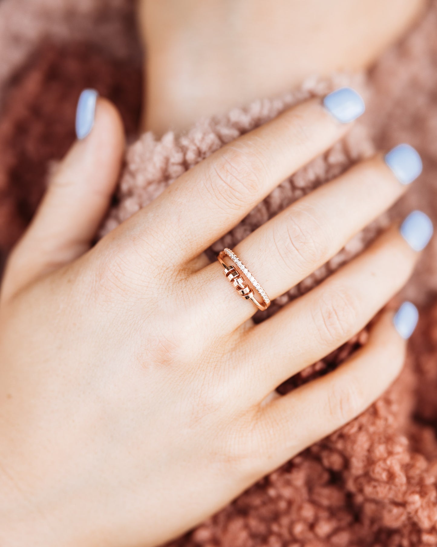 Rose Gold - 925 Sterling Silver -  Fidget Ring