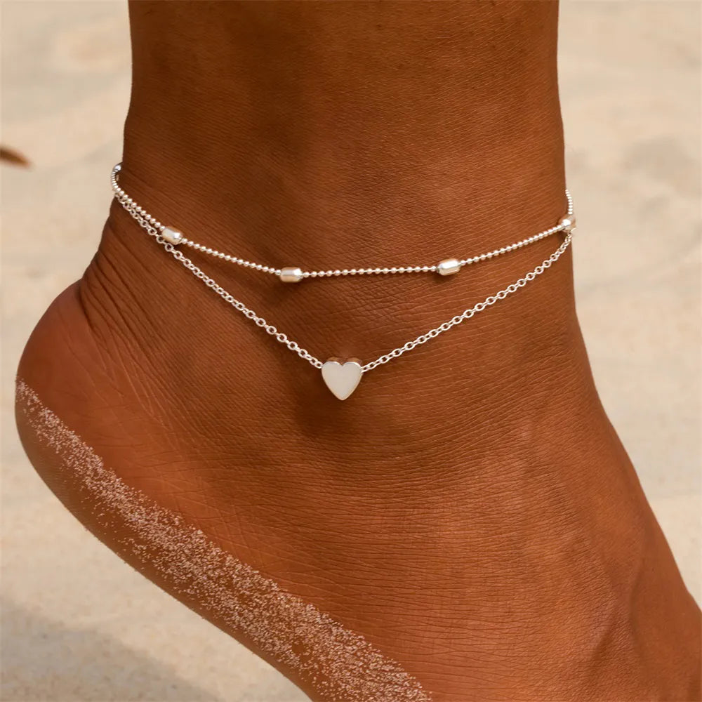 Layered Anklets Heart Ankle Bracelet Charm